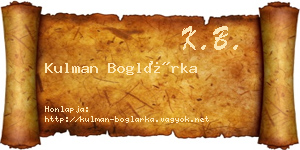 Kulman Boglárka névjegykártya