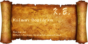 Kulman Boglárka névjegykártya